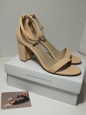 Dream Pairs Chunky Heeled Nude Strappy Shoe, Size 8, Worn Once‎